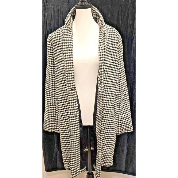 Ambiance Coat Womens Medium Houndstooth Wool Blend Long Jacket - Picture 1 of 13